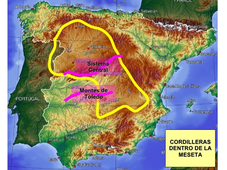 mapa fisico montes de toledo Relieve Fisico De Espana mapa fisico montes de toledo