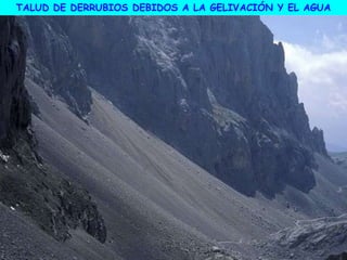 TALUD DE DERRUBIOS DEBIDOS A LA GELIVACIÓN Y EL AGUA
 