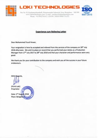 Relieving letter | PDF