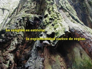 La religión es estricta;  la espiritualidad carece de reglas. 