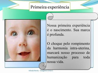 Primeira experiência


.
                              Nossa primeira experiência
                              é o nascimento. Sua marca
                              é profunda.

                              O choque pelo rompimento
                              da harmonia intra-uterina,
                              marcará nosso processo de
                              humanização para toda
                              nossa vida.

     Arlindo Rocha - Estagiário (Unicv)
 