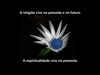 A religião vive no passado e no futuro.




  A espiritualidade vive no presente.
 
