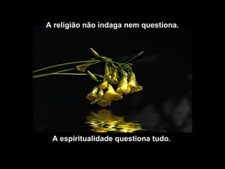 A religião não indaga nem questiona.
A espiritualidade questiona tudo.
 