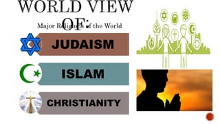 Major Religions of the World
JUDAISM
ISLAM
CHRISTIANITY
 