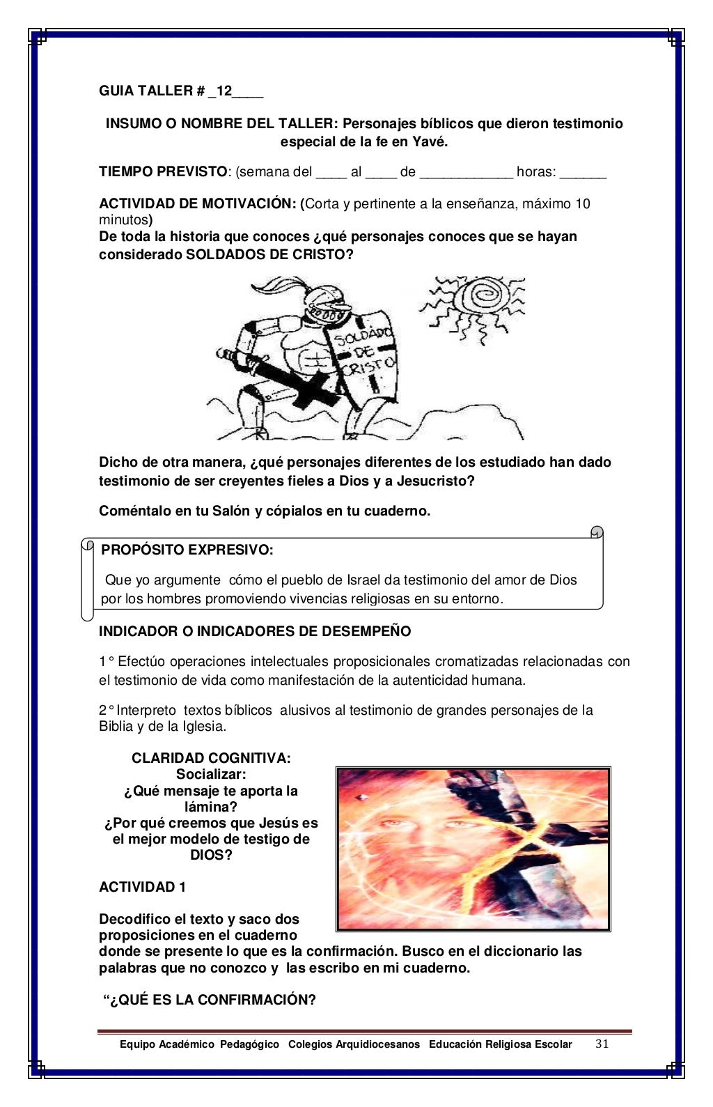cuadernillo actividades Religion 5°