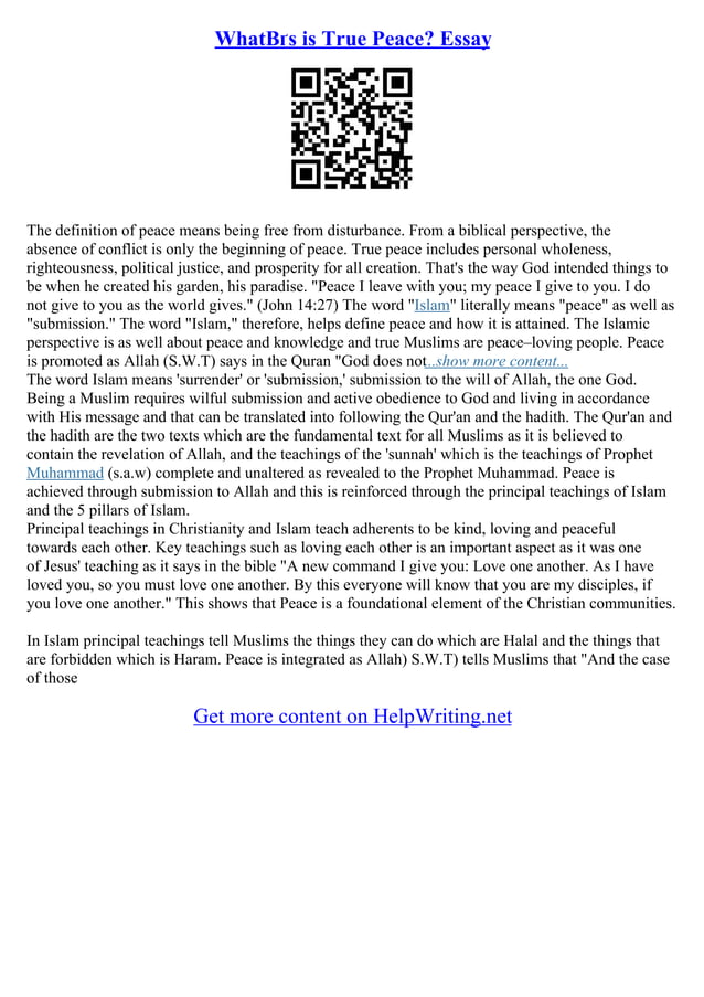 Religion And Peace Essay PDF