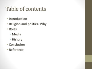 Religion as a political agenda | PPTX