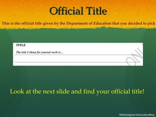Official TitleOfficial Title
This is the official title given by the Department of Education that you decided to pick
Look at the next slide and find your official title!
©MsKeleghan’sEducationBlog
 