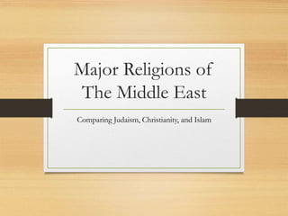 Major Religions of
The Middle East
Comparing Judaism, Christianity, and Islam
 