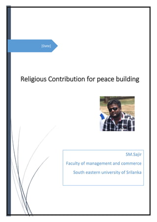Religious Contribution Religious contribution for peace building | PDF