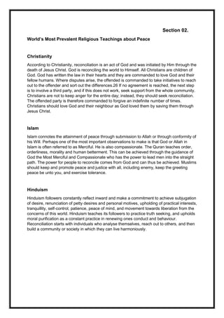 Religious Contribution Religious contribution for peace building | PDF