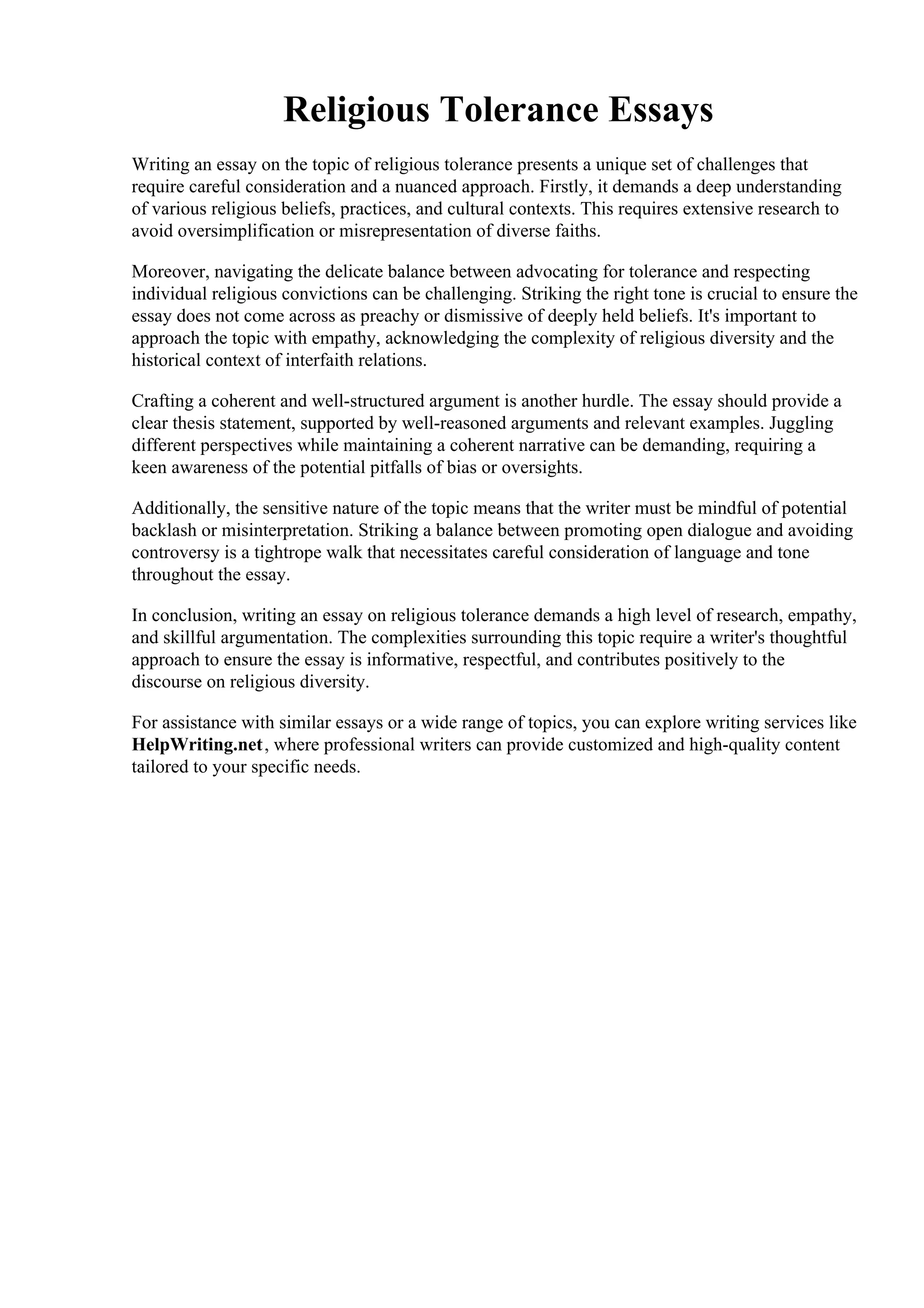 Religious Tolerance Essays. Short paragraph on tolerance. Anger Is ...