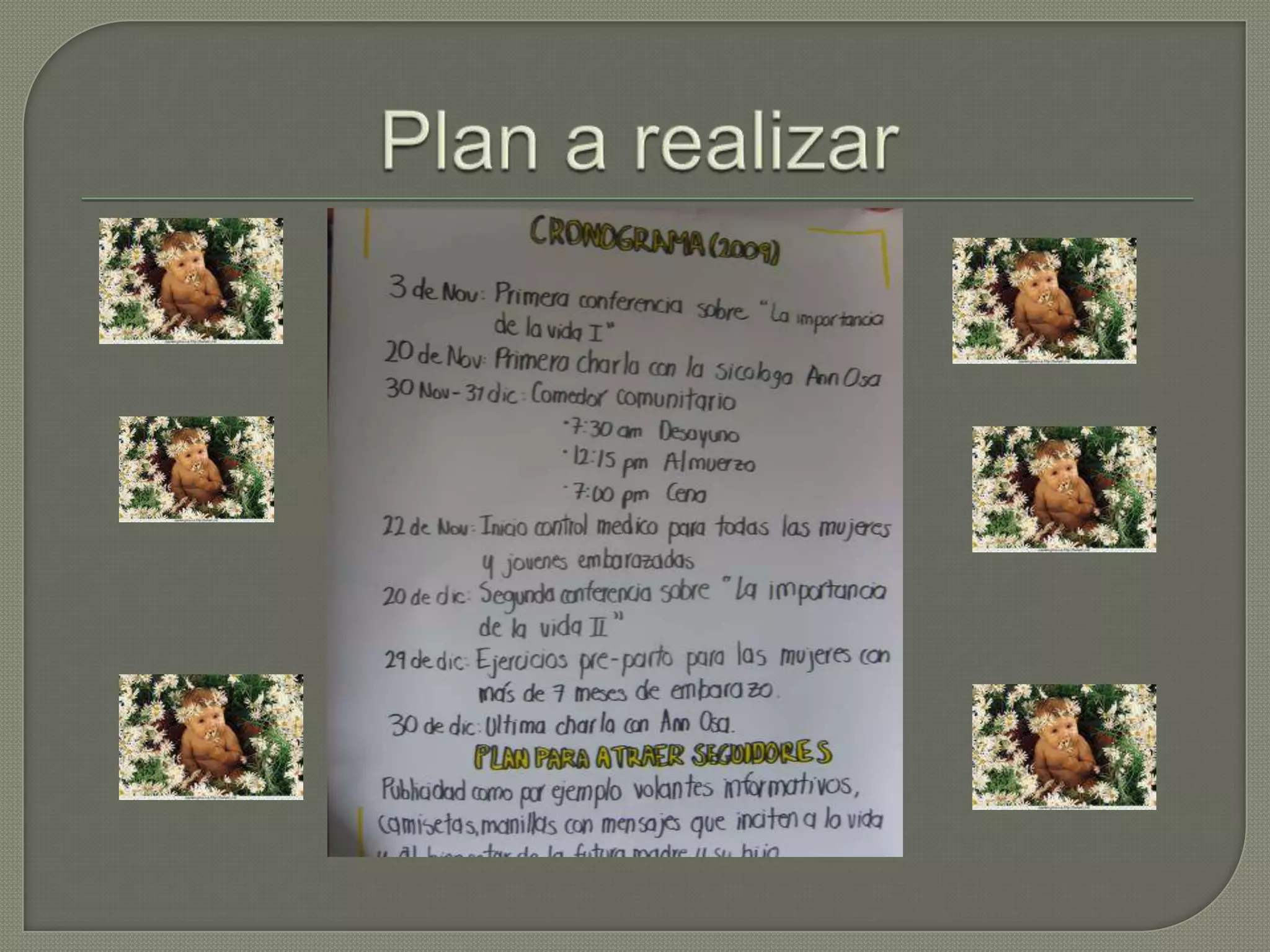 Plan a realizar