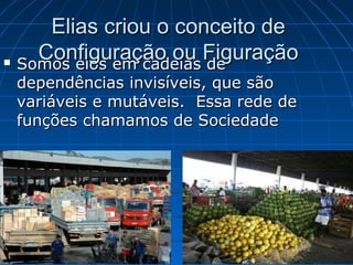 Elias criou o conceito de
    Configuração ou Figuração
 Somos elos em cadeias de

 dependências invisíveis, que são
 variáveis e mutáveis. Essa rede de
 funções chamamos de Sociedade
 