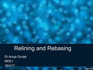 Relining and Rebasing
Dr.Anuja Gunjal
MDS I
18/4/17
 
