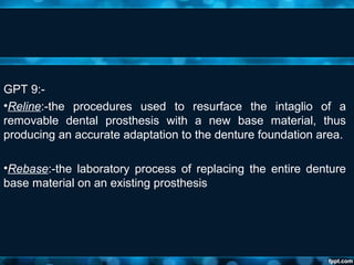 Lab Re Line Relining and Rebasing | PPT