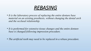 Relining In Rpd RELINING AND REBASING OF RPD asadasdsadsads | PPTX