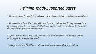 Relining In Rpd RELINING AND REBASING OF RPD asadasdsadsads | PPTX