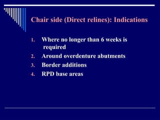 Relining In Rpd RELINING AND REPAIR OF RPD.pptxbhjyuijknbhgyuj | PPTX