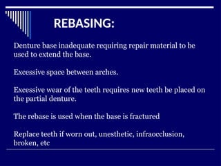 Relining In Rpd RELINING AND REPAIR OF RPD.pptxbhjyuijknbhgyuj | PPTX