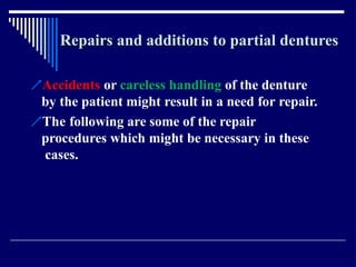 Relining In Rpd RELINING AND REPAIR OF RPD.pptxbhjyuijknbhgyuj | PPTX