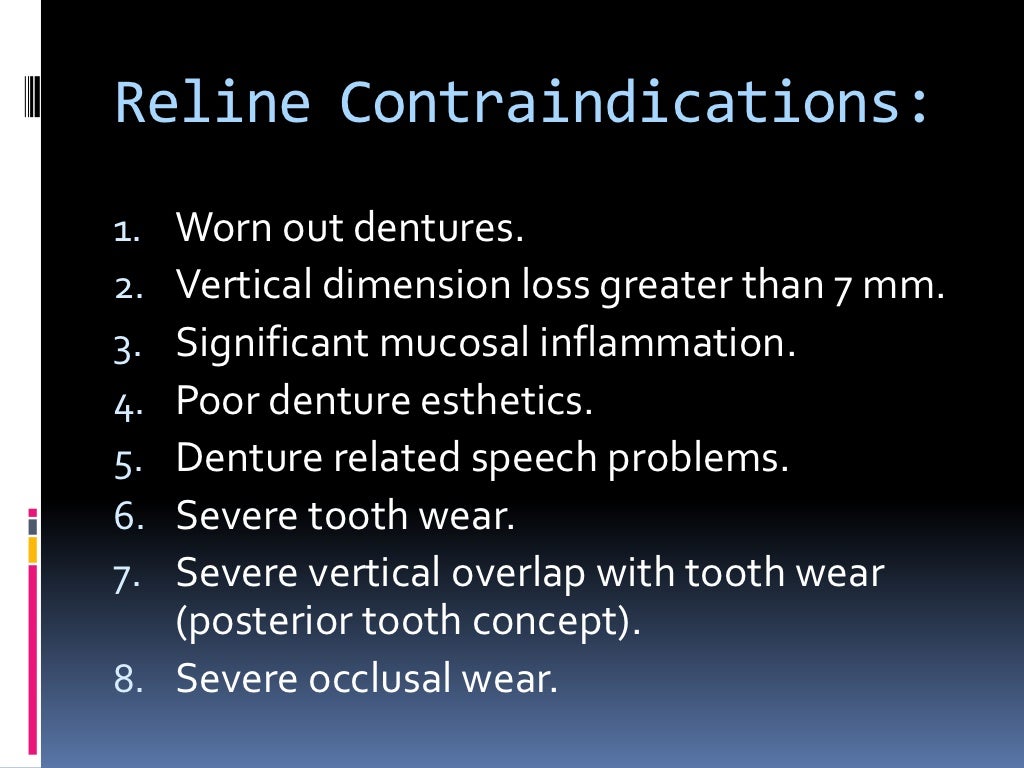 Relining of complete dentures
