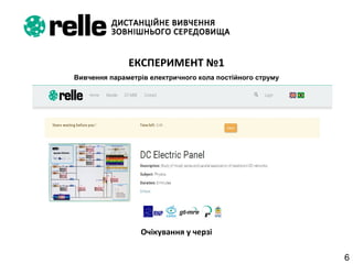 6
ЕКСПЕРИМЕНТ №1
Вивчення параметрів електричного кола постійного струму
Очікування у черзі
 