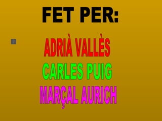 FET PER:  ADRIÀ VALLÈS CARLES PUIG MARÇAL AURICH 