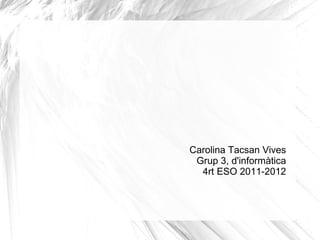 Carolina Tacsan Vives
 Grup 3, d'informàtica
  4rt ESO 2011-2012
 