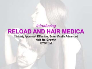 Introducing
RELOAD AND HAIR MEDICA
Clinically Approved, Effective, Scientifically Advanced
Hair Re-Growth
SYSTEM
 