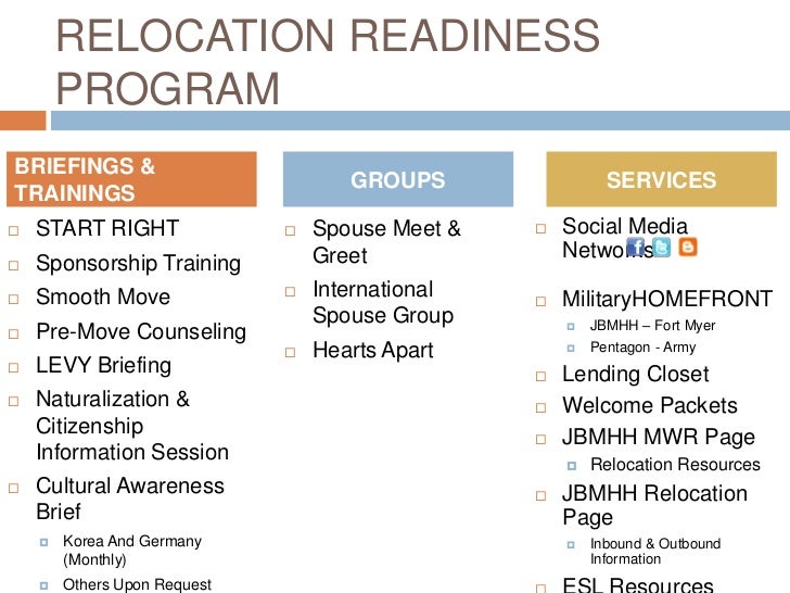 Relocation readiness resources