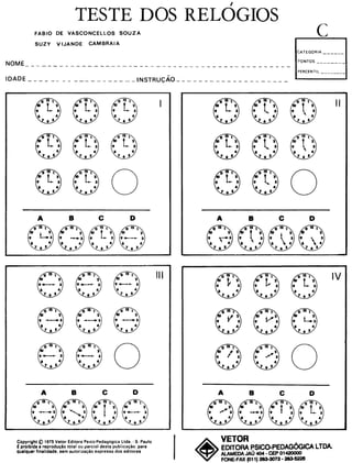 teste psicotécnico Relogios