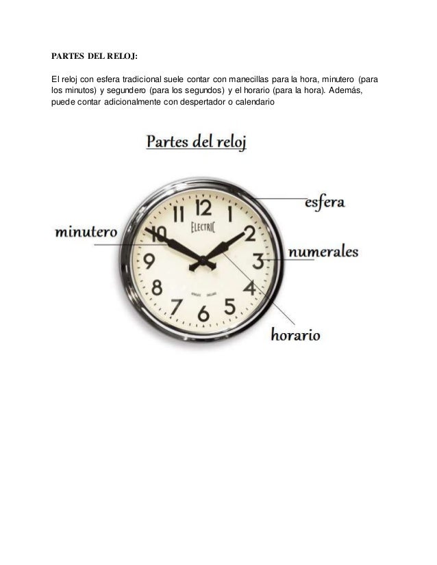 Para Niños La Manecilla Corta Del Reloj CÃ³mo Se Llama Hora CÃ³mo