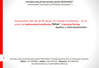 Χρονοδιάγραμμα Ολοκλήρωσης
Κατάρτισης & Πιστοποίησης
Relux®
Ο κορμός της εκπαιδευτικής ύλης είναι ο αναγκαίος για κάθε
εργασιακό χώρο και ολοκληρώνεται όταν ολοκληρωθεί, με τις ασκήσεις
και τις εργασίες. (Ακολουθείς το 4πτυχο. Παρακολουθείς την video
εισήγηση, εφαρμόζεις τις ασκήσεις, εξασκείσαι με τις εργασίες &
επαναλαμβάνεις). Επικοινωνείς μαζί μας για ότι χρειαστείς από
10:00πμ ως 9:00μμ
Ολοκληρώνεις την εκπαίδευση…
… όσο σύντομα θέλεις, όποια ημέρα θέλεις, ό, τι ώρα θέλεις!
(Τα μαθήματα λειτουργούν 24ώρες το 24ωρο).
Χρονοδιάγραμμα ολοκλήρωσης από 24 ως 48 ώρες.
Η πλατφόρμα με το Εκπαιδευτικό λογισμικό είναι ανοικτή για 2 μήνες. Ο
χρόνος που απαιτείται για την παρακολούθηση του Εκπαιδευτικού
Αντικειμένου είναι από 48 ως 64 ώρες. Δες το αναλυτικό χρονοδιάγραμμα των
εκπαιδευτικών παρακολουθήσεων με το εκπαιδευτικό λογισμικό για να έχεις
σαφήνεια πότε ολοκληρώνεται, στο τέλος της διαφάνειας. Αν εσύ θέλεις επιπλέον
ανοιχτή την πλατφόρμα επιβαρύνεσαι το ½ του αρχικού ποσού για κάθε επιπλέον
μήνα.
 
