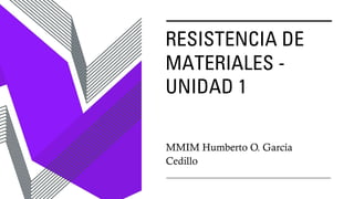 RESISTENCIA DE
MATERIALES -
UNIDAD 1
MMIM Humberto O. García
Cedillo
 