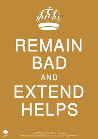 REMAIN
 BAD
                             AND

EXTEND
 HELPS
                 A Philter Phactory Production for weavrs.com
© 2012 http://itone.weavrs.info/ icon None thenounproject.com licenced CC-BY-SA 3.0
 