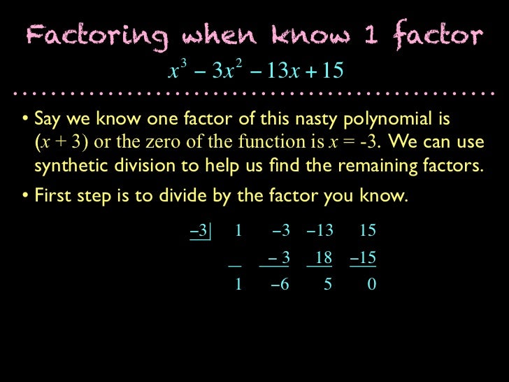 Remainder & Factor Theorems
