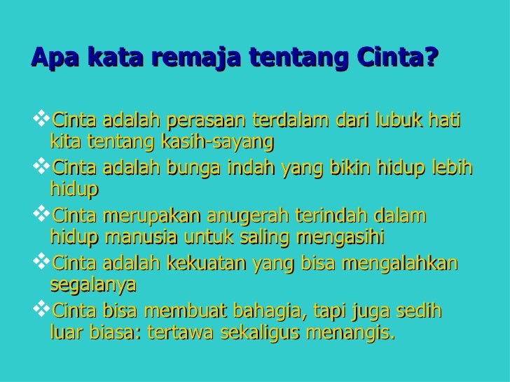  Remaja  dan cinta