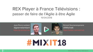REX Player à France Télévisions
Jean-Pierre Lambert
@jpierrelambert
https://jp-lambert.me
Richard Sourianarayanane
@Witcha...