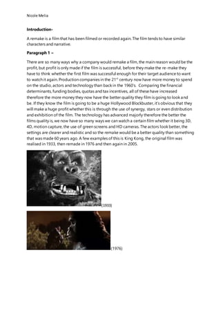 Remake essay | DOCX