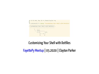 Customizing Your Shell with Dot les
FayettePy Meetup | 05.2020 | Clayton Parker
 