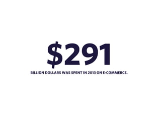 $291 
BILLION DOLLARS WAS SPENT IN 2013 ON E-COMMERCE. 
 