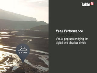 Peak Performance
Virtual pop-ups bridging the
digital and physical divide
 