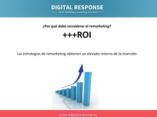 ¿Por qué debo considerar el remarketing?

+++ROI
Las estrategias de remarketing obtienen un elevado retorno de la inversión

www.digitalresponse.es

 