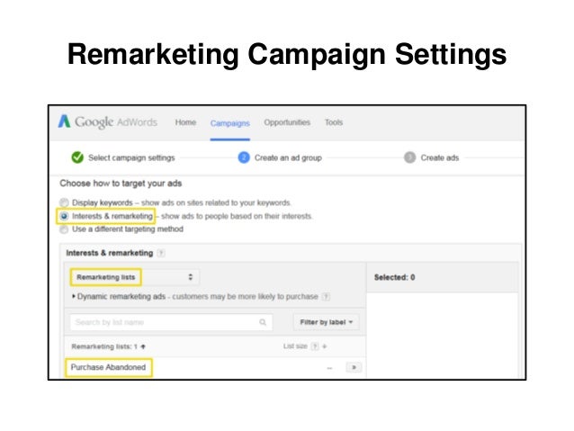 Configuring remarketing campaigns campaign Configuring remarketing campaigns campaign