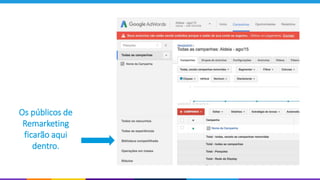 Os públicos de
Remarketing
ficarão aqui
dentro.
 