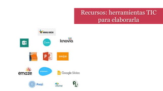 Recursos: herramientas TIC
para elaborarla
 