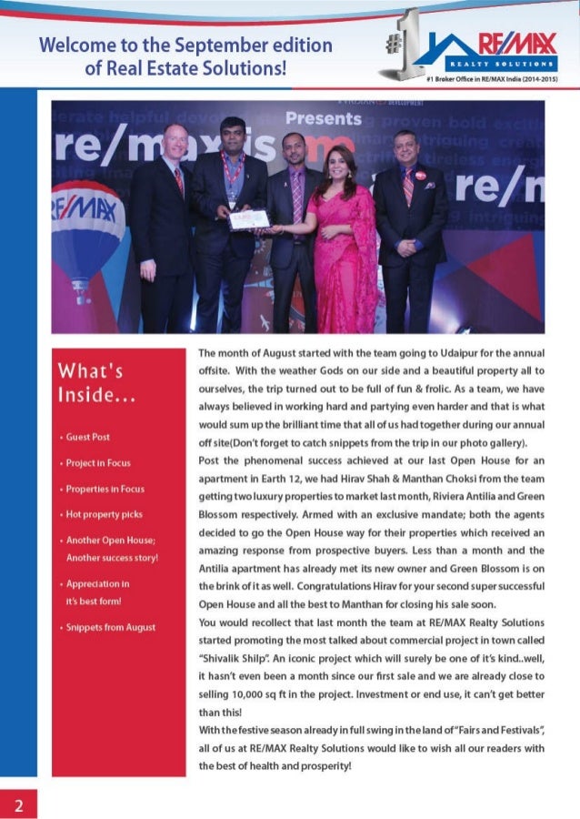 Real Estate Update RE/MAX Realty Solutions News Letter September 2015 - 웹