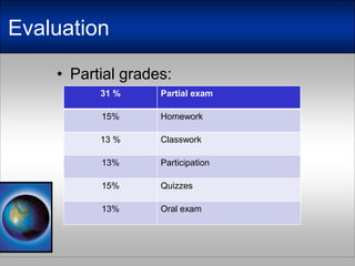 EvaluationPartial grades: