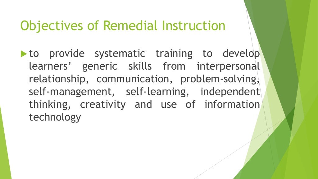 Remedial Instruction In Education